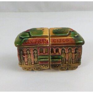 Vintage SNCO San Francisco Trolly Cable Car 2" Salt & Pepper Shakers Japan